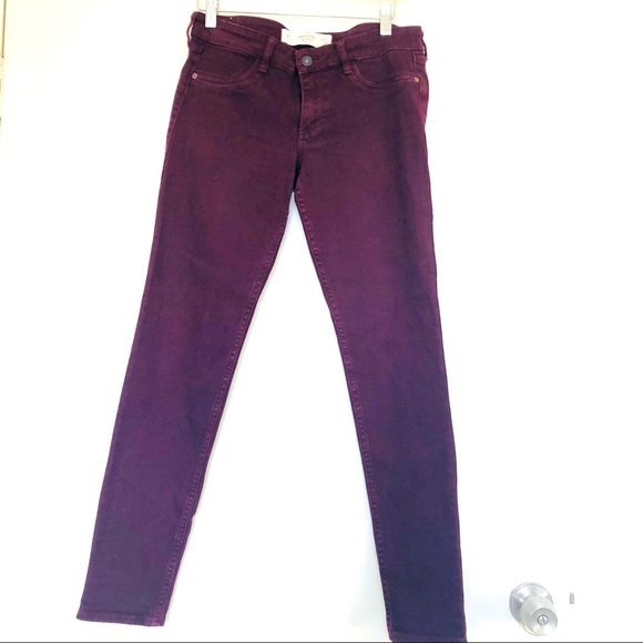 Abercrombie & Fitch Merlot Burgundy Skinny Jeans- Size 27 - Picture 3 of 9